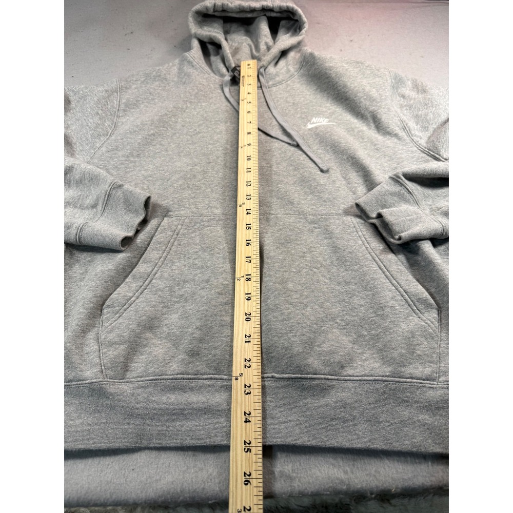 Nike Sportswear Club Fleece Pullover Hoodie Heather Grey Mens Large BV2654-063 - Picture 4 of 7